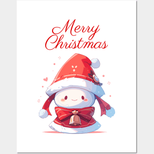 Merry Christmas red bell with ribbon Posters and Art
